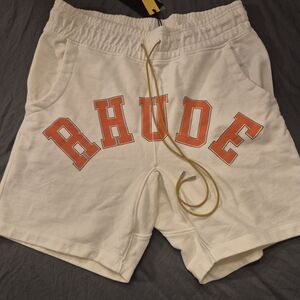 Rhude 2XL Sweatshorts Cream/Orange Logo BNWT